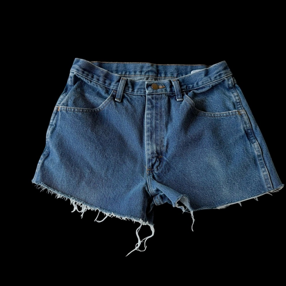 Y2K Rustler High Waisted Denim Cut Off Medium Wash Shorts Blue Cotton Size 31